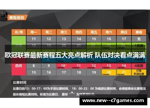 欧冠联赛最新赛程五大亮点解析 队伍对决看点满满 欧冠联赛最新赛程五大亮点解析 队伍对决看点满满